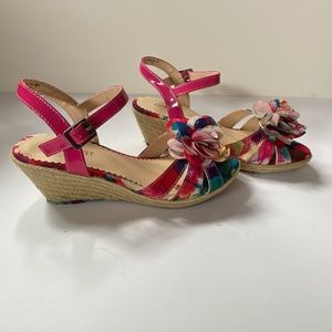 Girls 9 West flower wedge sandals